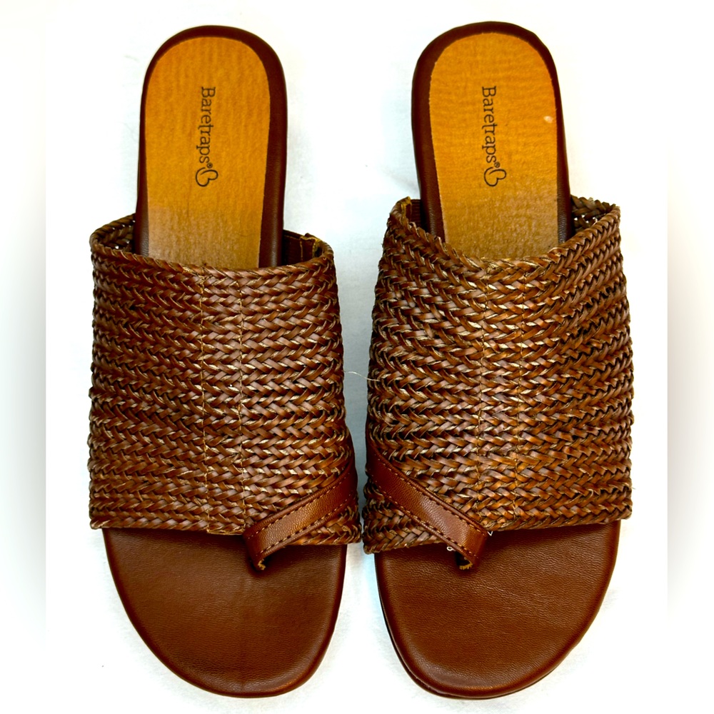 BareTraps- Abey Brown Woven Wedge Slip-on Sandal
